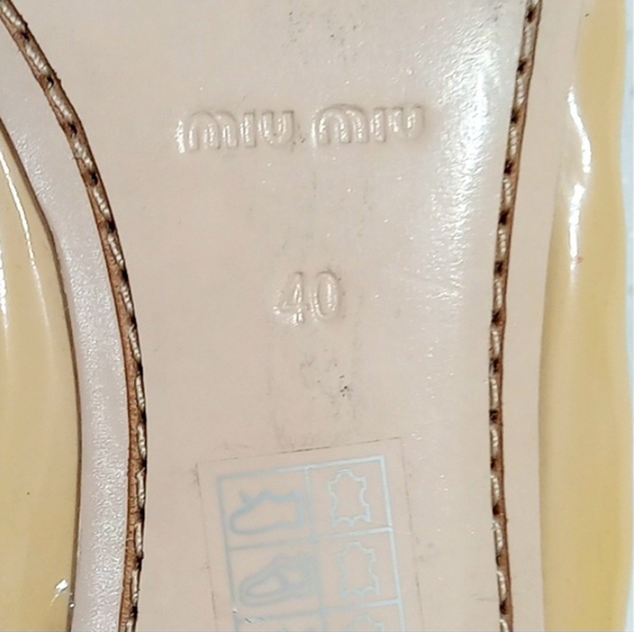 Miu Miu Bow Ballet Flats Nude Patent Leather Gold Glitter Cap Toe EU 40 US 9 - Picture 14 of 14